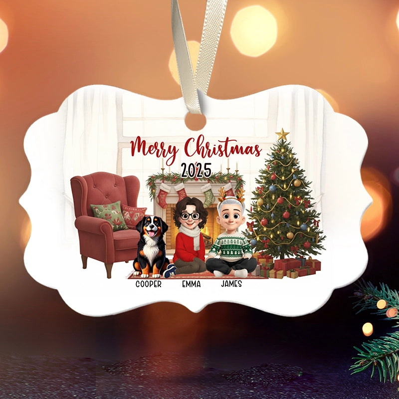 Merry Christmas 2025 - Personalized Medallion Shaped Ceramic Ornament