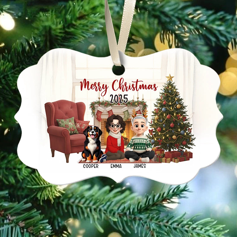 Merry Christmas 2025 - Personalized Medallion Shaped Ceramic Ornament
