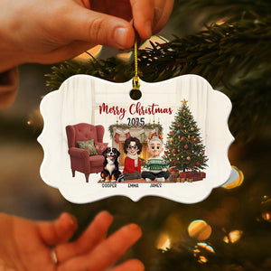 Merry Christmas 2025 - Personalized Medallion Shaped Ceramic Ornament
