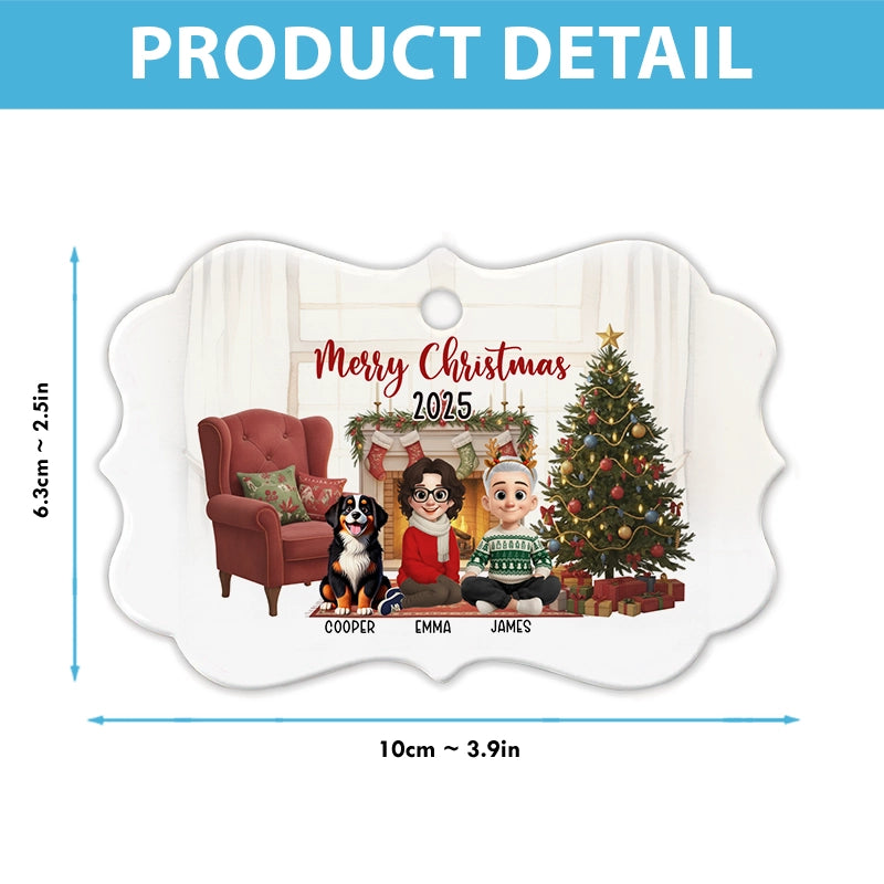 Merry Christmas 2025 - Personalized Medallion Shaped Ceramic Ornament