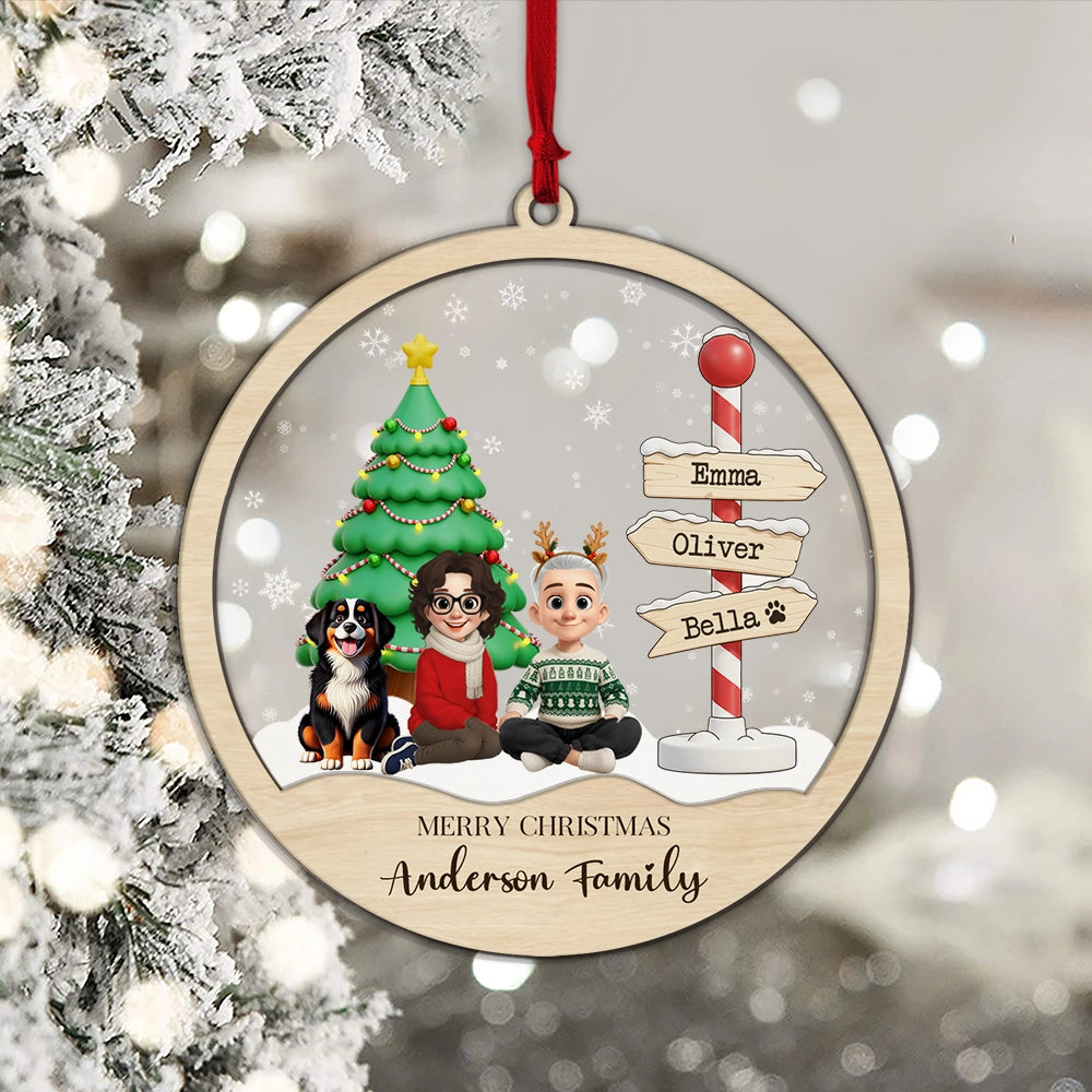 Family Christmas 2025 - Personalized 2-Layered Mix Ornament