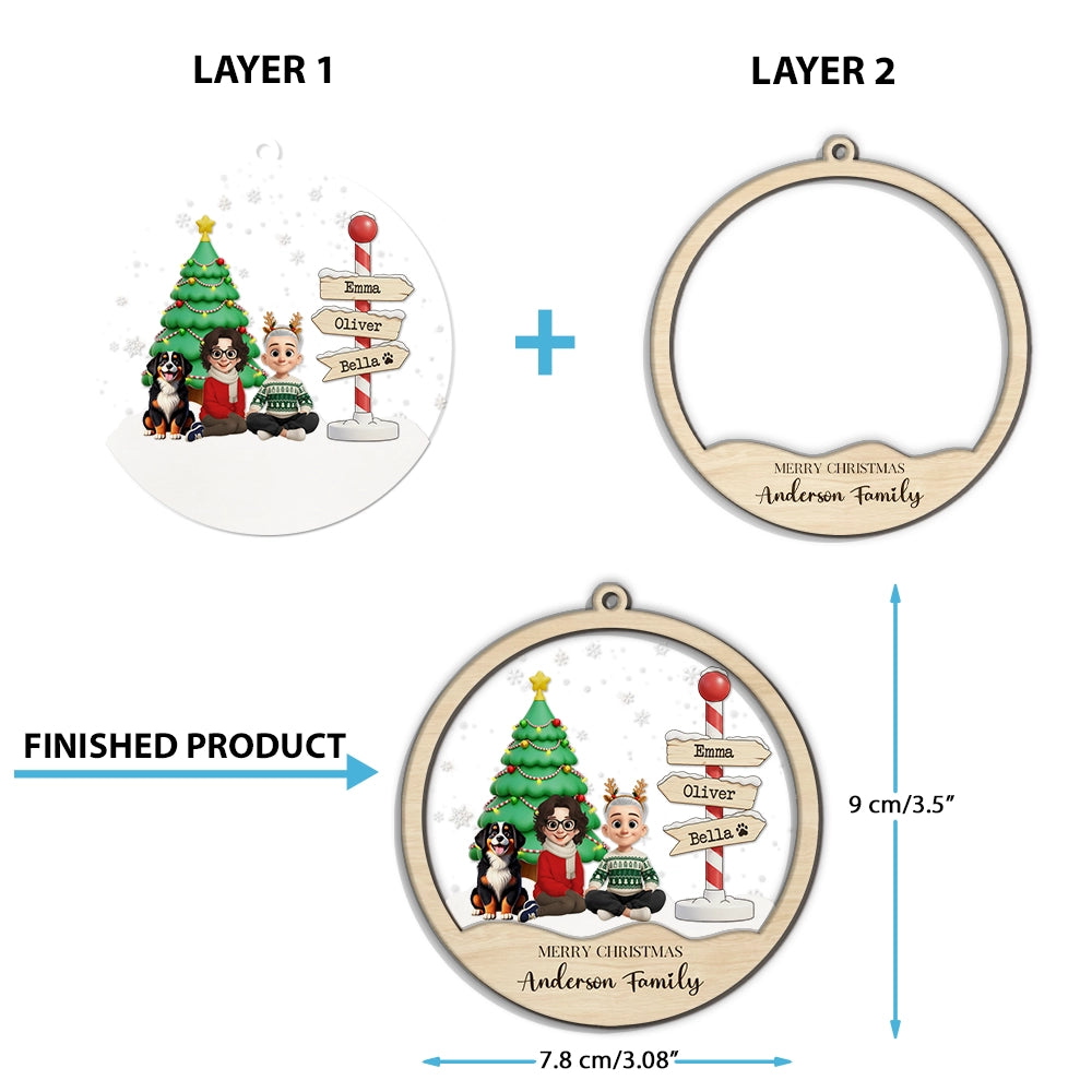 Family Christmas 2025 - Personalized 2-Layered Mix Ornament