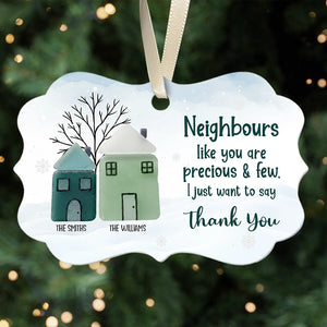 Thank You Neighbours - Sea Glass Appreciation Gift - Personalized Medallion Shaped Ceramic Ornament