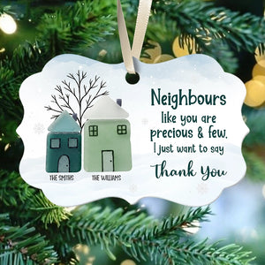 Thank You Neighbours - Sea Glass Appreciation Gift - Personalized Medallion Shaped Ceramic Ornament