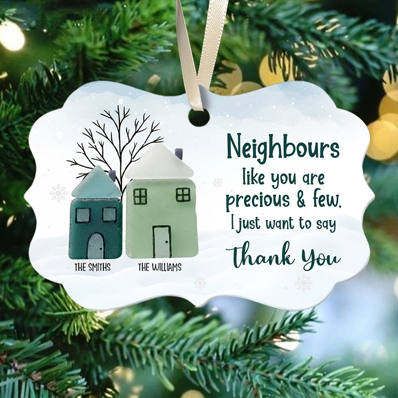 Thank You Neighbours - Sea Glass Appreciation Gift - Personalized Medallion Shaped Ceramic Ornament