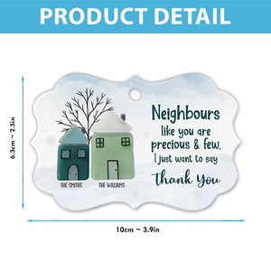 Thank You Neighbours - Sea Glass Appreciation Gift - Personalized Medallion Shaped Ceramic Ornament