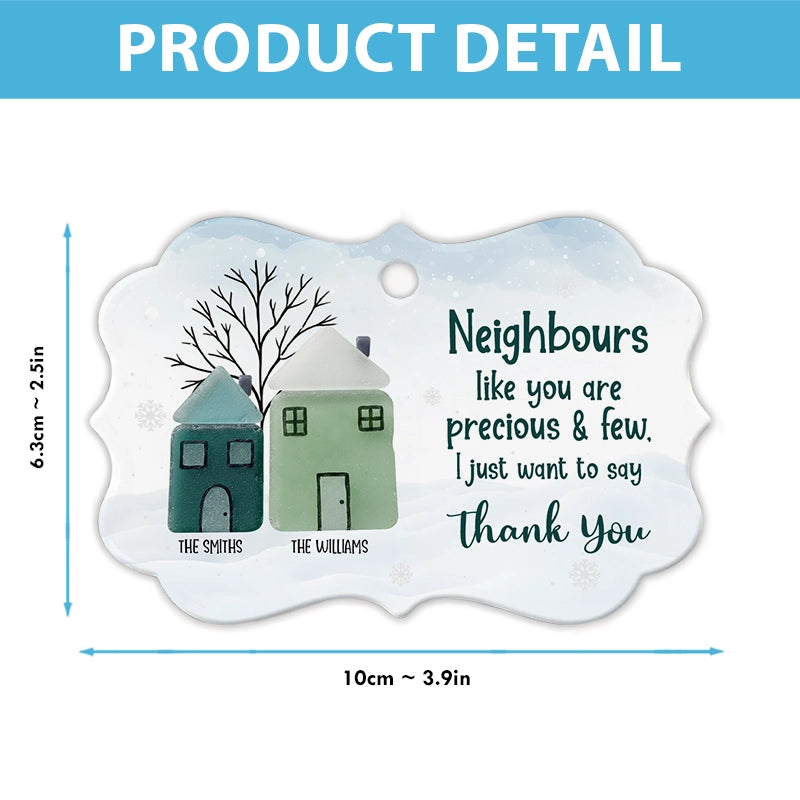 Thank You Neighbours - Sea Glass Appreciation Gift - Personalized Medallion Shaped Ceramic Ornament