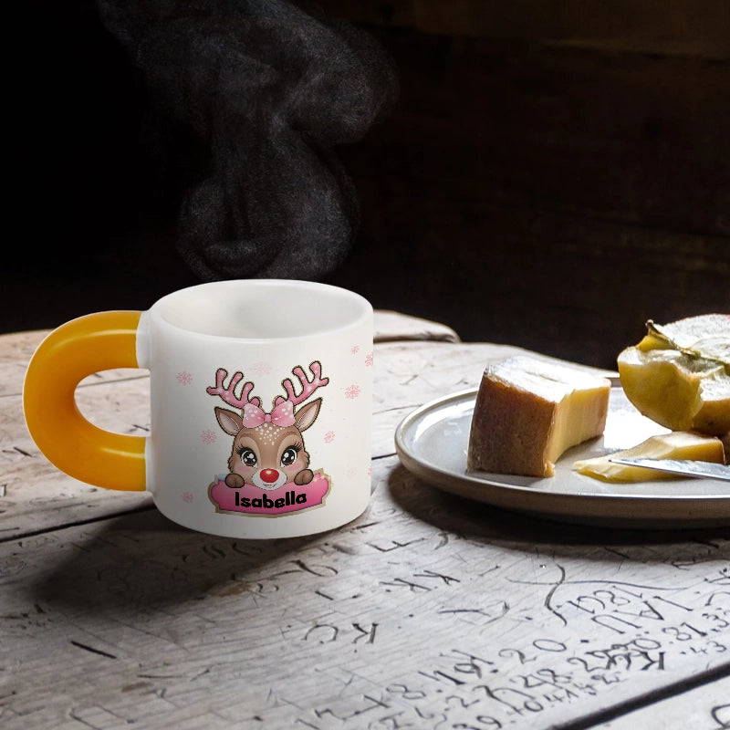 Cute Deer - Christmas Children's Hot Chocolate Mug - Personalized Chunky Mug