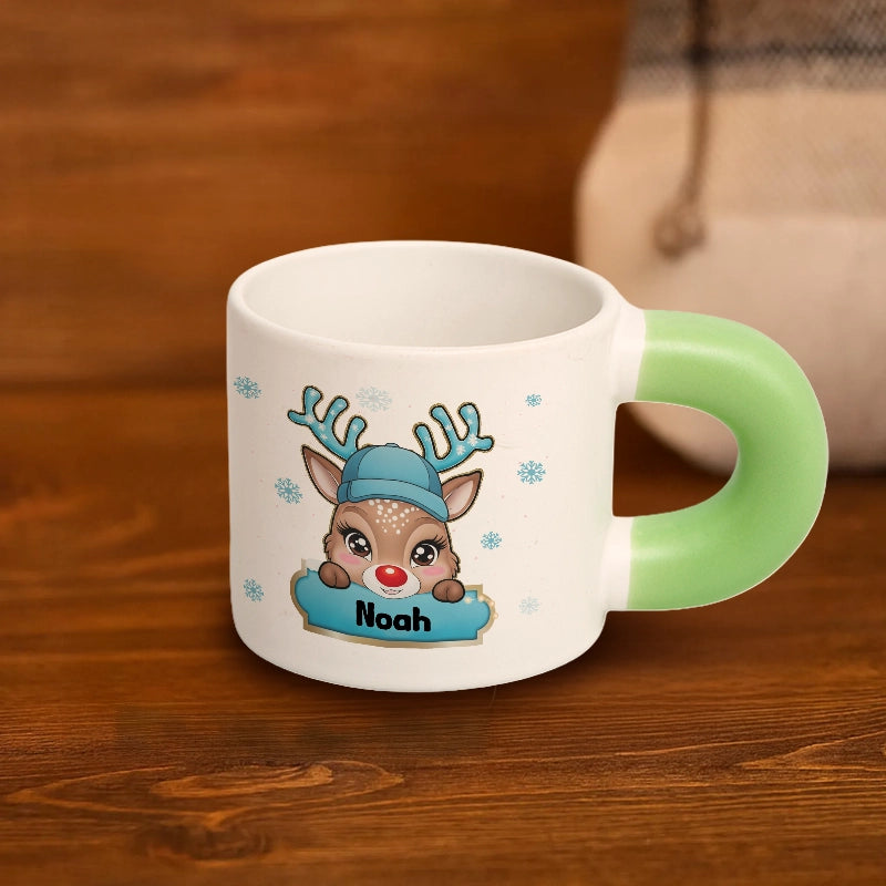 Cute Deer - Christmas Children's Hot Chocolate Mug - Personalized Chunky Mug