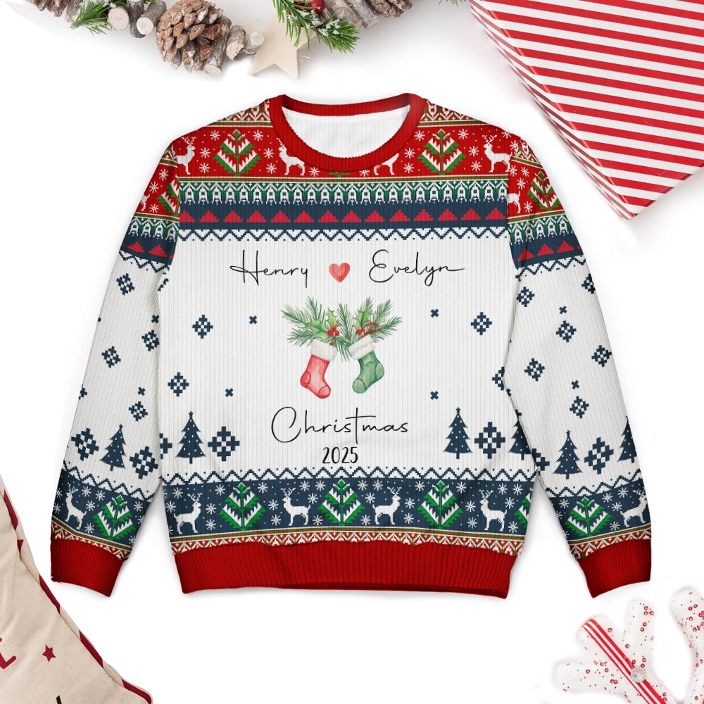 Couple Stocking - Custom Christmas Gift For Couple - Personalized Ugly Sweater