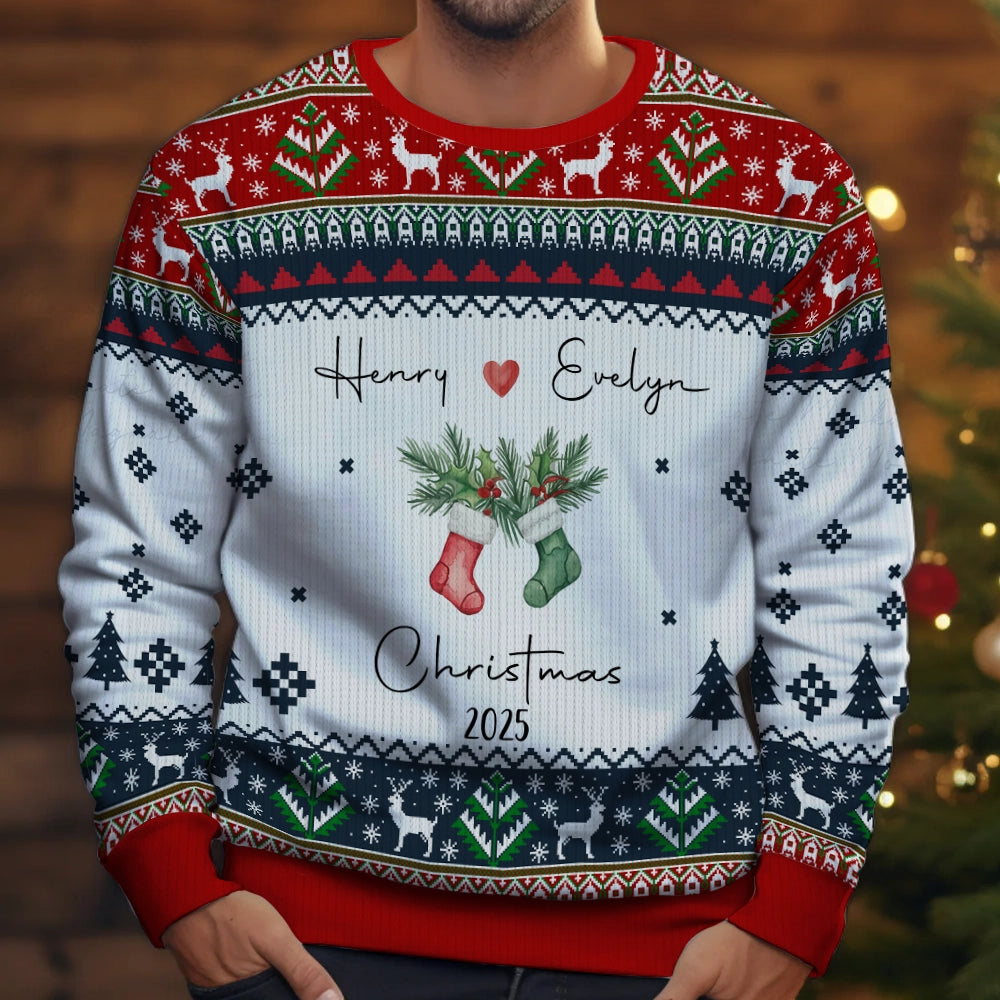 Couple Stocking - Custom Christmas Gift For Couple - Personalized Ugly Sweater