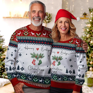 Couple Stocking - Custom Christmas Gift For Couple - Personalized Ugly Sweater