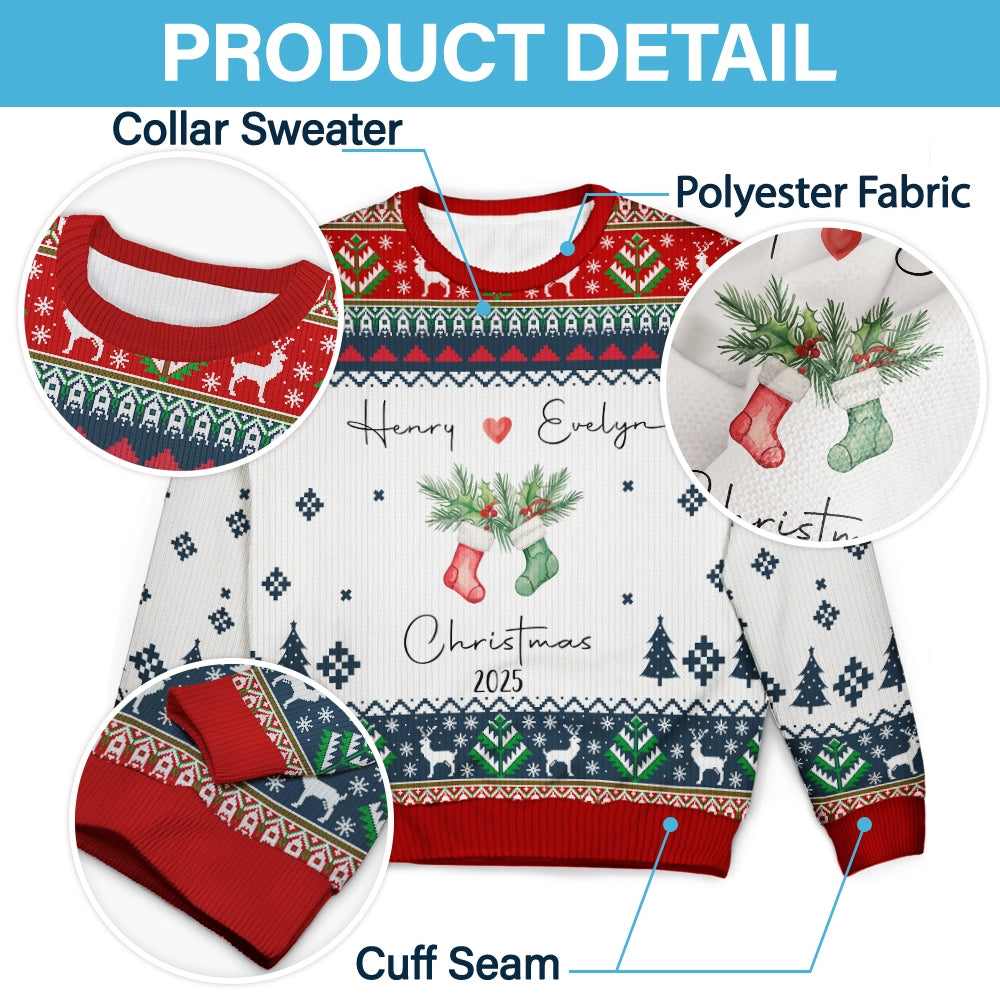 Couple Stocking - Custom Christmas Gift For Couple - Personalized Ugly Sweater