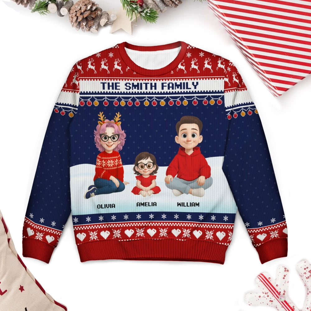 Family Cartoon - Personalized Ugly Sweater