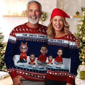 Family Cartoon - Personalized Ugly Sweater