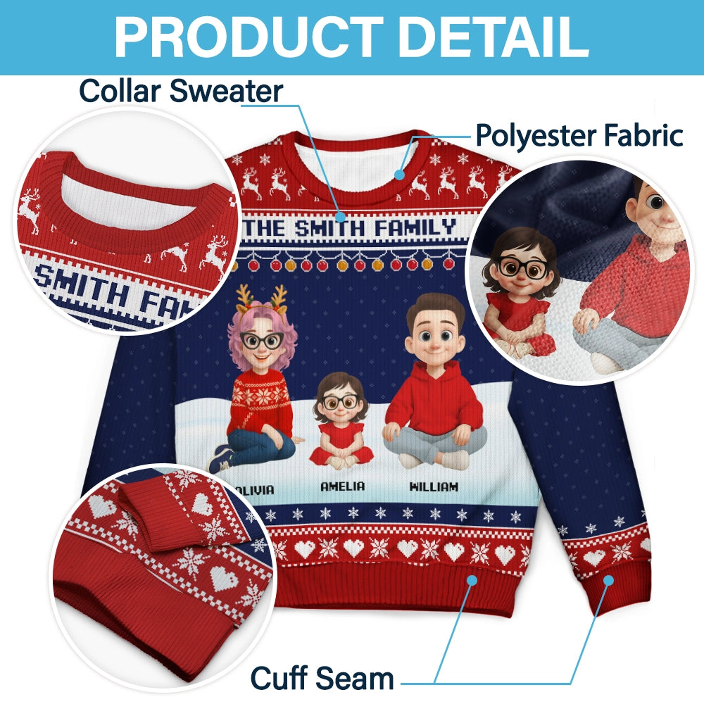 Family Cartoon - Personalized Ugly Sweater