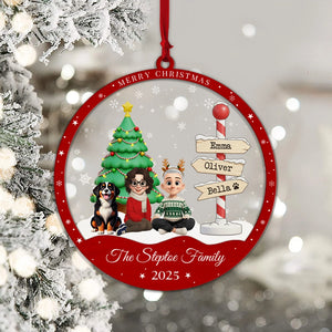 First Christmas As Family Of Three - Personalized 2-Layered Mix Ornament