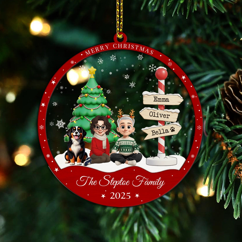 First Christmas As Family Of Three - Personalized 2-Layered Mix Ornament