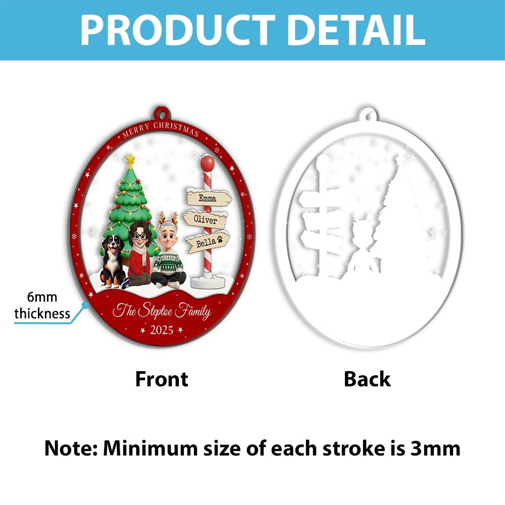 First Christmas As Family Of Three - Personalized 2-Layered Mix Ornament