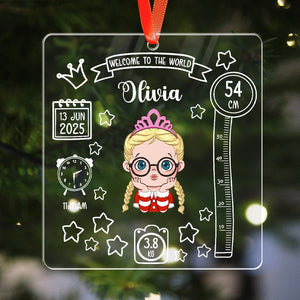 Baby Birth Welcome To The World - Personalized Acrylic Ornament