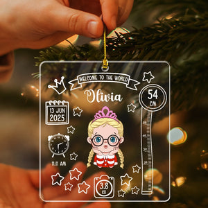Baby Birth Welcome To The World - Personalized Acrylic Ornament