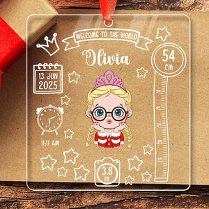 Baby Birth Welcome To The World - Personalized Acrylic Ornament