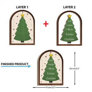 Family Christmas Tree 2025 - Personalized 2-Layered Wooden Ornament