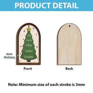Family Christmas Tree 2025 - Personalized 2-Layered Wooden Ornament