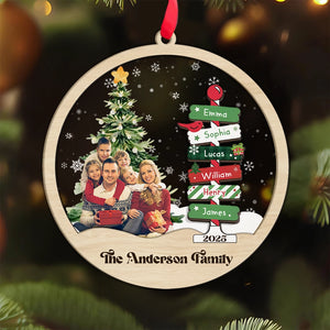 Custom Photo Family Name Christmas Tree - Personalized 2-Layered Mix Ornament