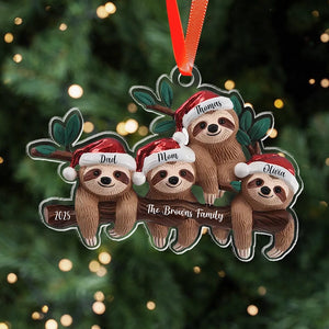 2025 Sloth Family Christmas - Personalized Acrylic Ornament