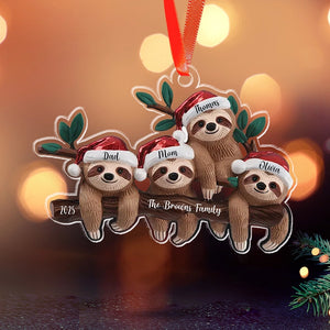 2025 Sloth Family Christmas - Personalized Acrylic Ornament