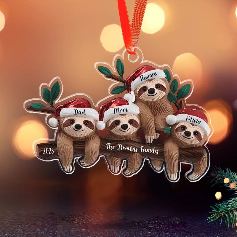 2025 Sloth Family Christmas - Personalized Acrylic Ornament