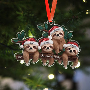 2025 Sloth Family Christmas - Personalized Acrylic Ornament