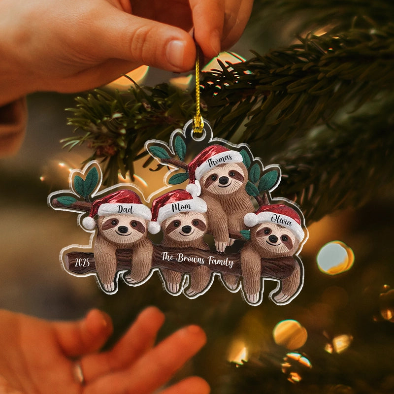 2025 Sloth Family Christmas - Personalized Acrylic Ornament