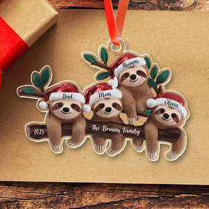 2025 Sloth Family Christmas - Personalized Acrylic Ornament