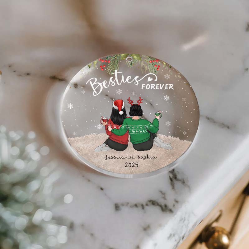 Besties Forever - Christmas Soul Sisters Gift - Personalized Acrylic Ornament
