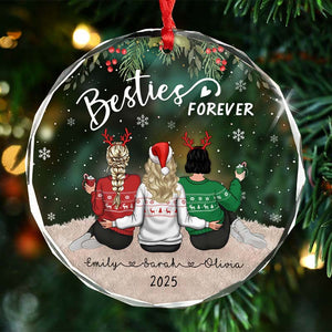 Besties Forever - Christmas Soul Sisters Gift - Personalized Circle Glass Ornament