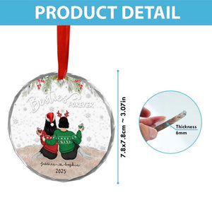 Besties Forever - Christmas Soul Sisters Gift - Personalized Circle Glass Ornament