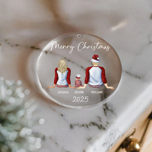 Merry Christmas Family - Custom Christmas Family Gift - Personalized Acrylic Ornament