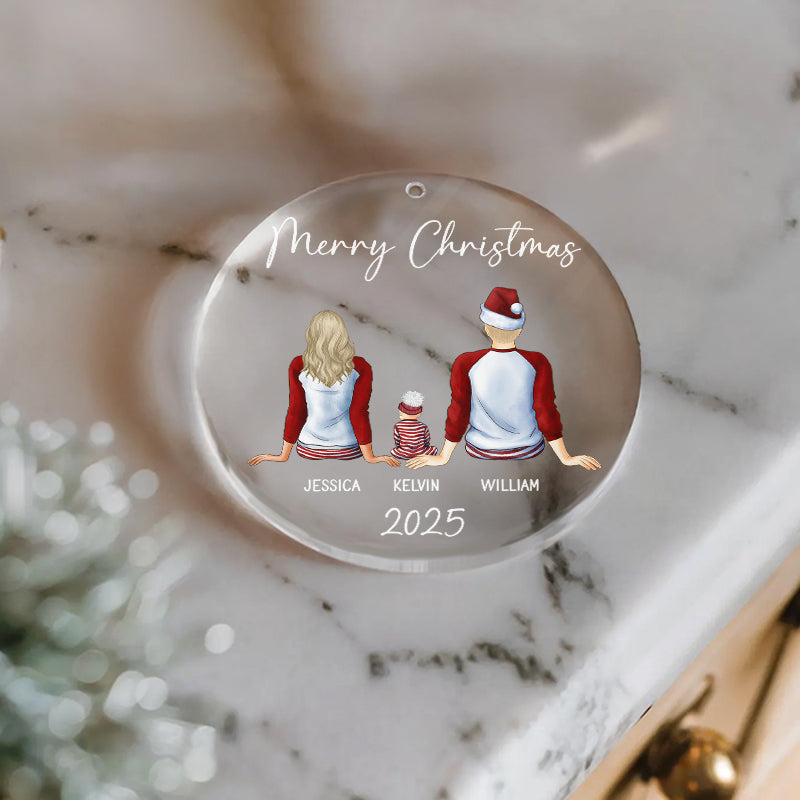 Merry Christmas Family - Custom Christmas Family Gift - Personalized Acrylic Ornament