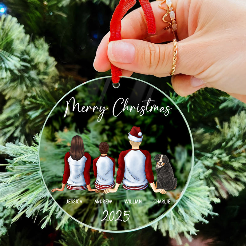 Merry Christmas Family - Custom Christmas Family Gift - Personalized Acrylic Ornament