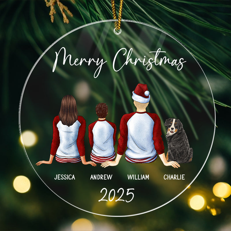 Merry Christmas Family - Custom Christmas Family Gift - Personalized Acrylic Ornament