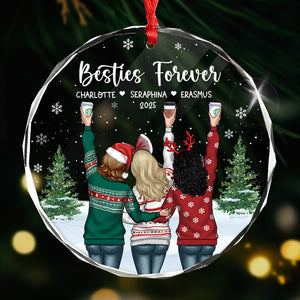 Besties Forever - Best Friend Christmas Gift - Personalized Circle Glass Ornament