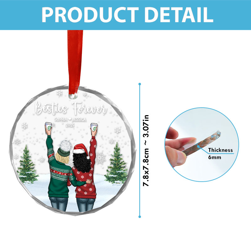 Besties Forever - Best Friend Christmas Gift - Personalized Circle Glass Ornament