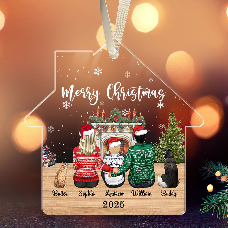 Merry Christmas - Custom Family And Pet - Personalized Acrylic Ornament