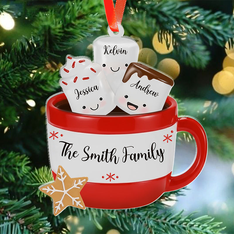 Marshmallow Christmas Family - Personalized Acrylic Ornament
