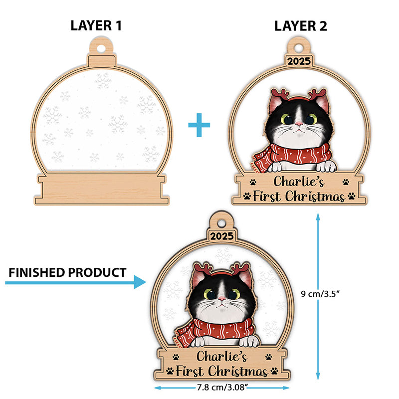 My Cat First Christmas - Christmas Gift For Cat Lovers - Personalized 2-Layered Mix Ornament