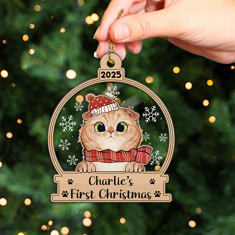 My Cat First Christmas - Christmas Gift For Cat Lovers - Personalized 2-Layered Mix Ornament