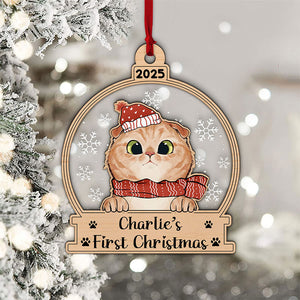 My Cat First Christmas - Christmas Gift For Cat Lovers - Personalized 2-Layered Mix Ornament