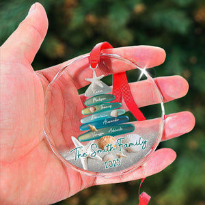 Sea Glass Family Tree - Personalized Circle Glass Ornament